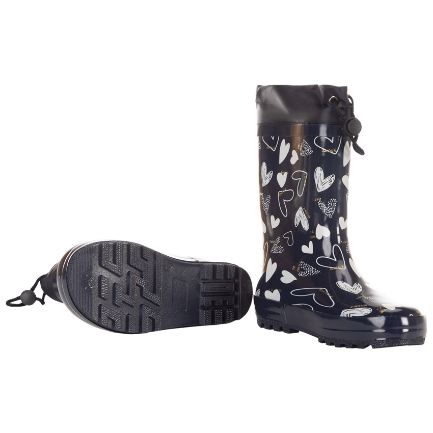 Bottes de pluie en caoutchouc avec col imperméable imprimé coeurs pour fille 
