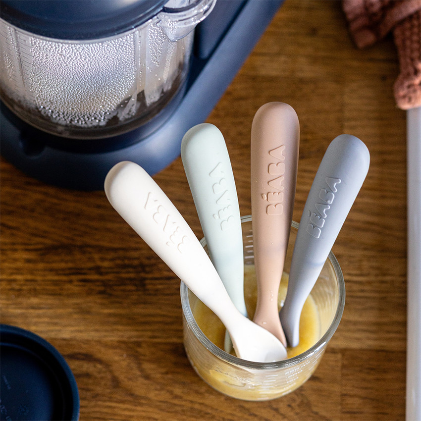 Lot de 4 cuillères en silicone 1er âge natural 
