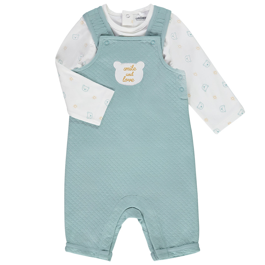 Matelassé salopette met t-shirt met berenprint voor baby jongen 