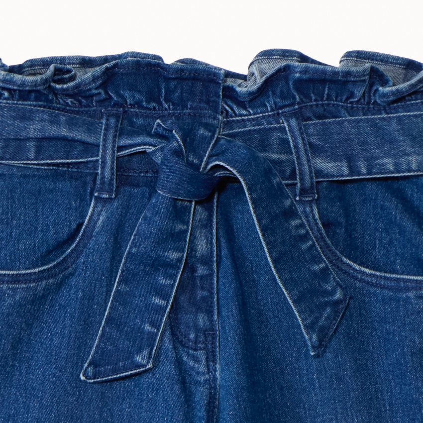 Jean paperbag avec ceinture pour fille 