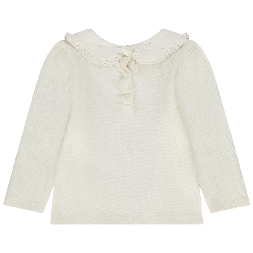 Lange mouwen T-shirt in jersey met Engels borduursel kraag voor baby meisje 