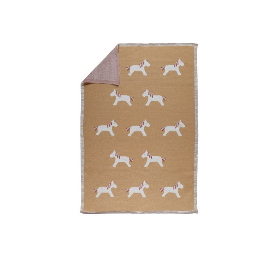 Couverture en tricot Lina & Joy en coton 100 x 75 cm 