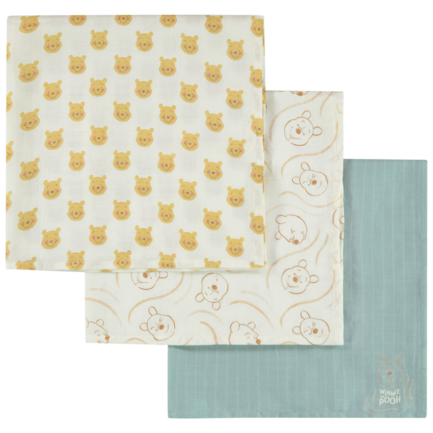 Lot de 3 langes fantaisie Winnie Disney pour bébé garçon  