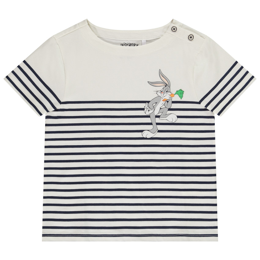 T-shirt van jersey in matrozenstijl met korte mouwen en Warner Bugs Bunny-print voor jongens 