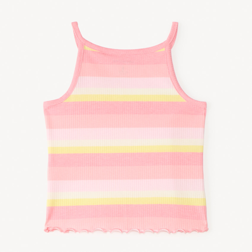 Débardeur court en maille côtelée à rayures fantaisie fille 