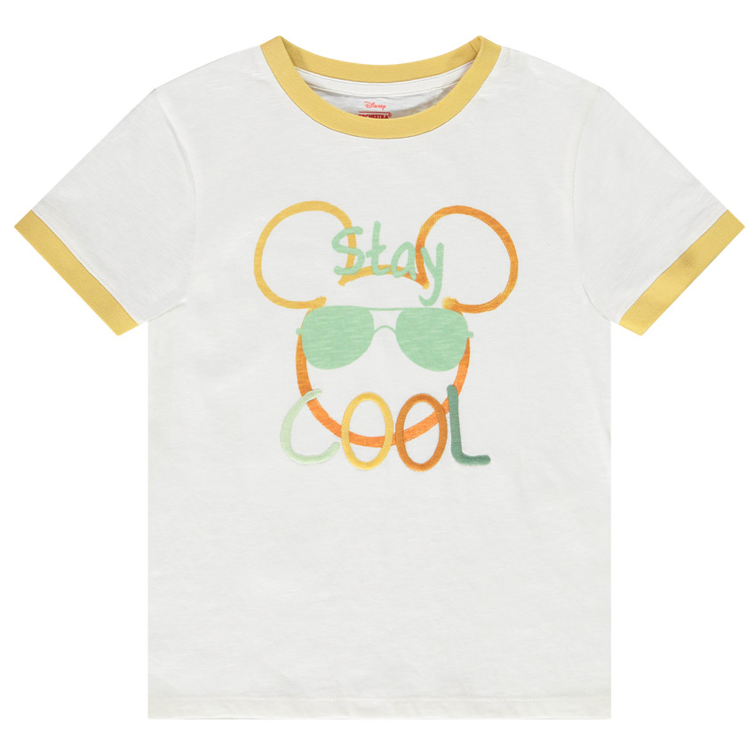 Korte mouwen Mickey Disney T-shirt met print en borduursel voor jongens 