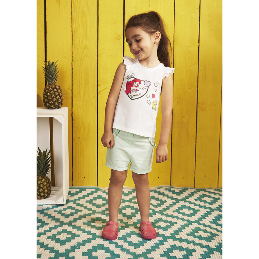 Short uni en toile fantaisie avec détails volantés pour bébé fille 
