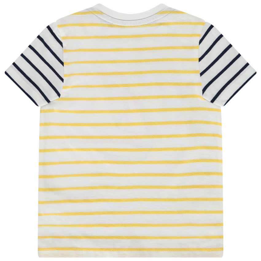 Korte mouwen gestreept T-shirt met zeilboot patch voor baby jongen 