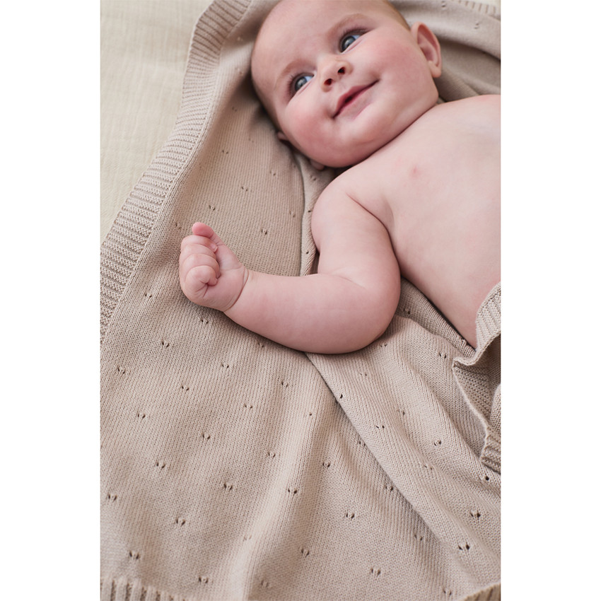 Couverture tricot bio 75x100 Tender Beige MM24 