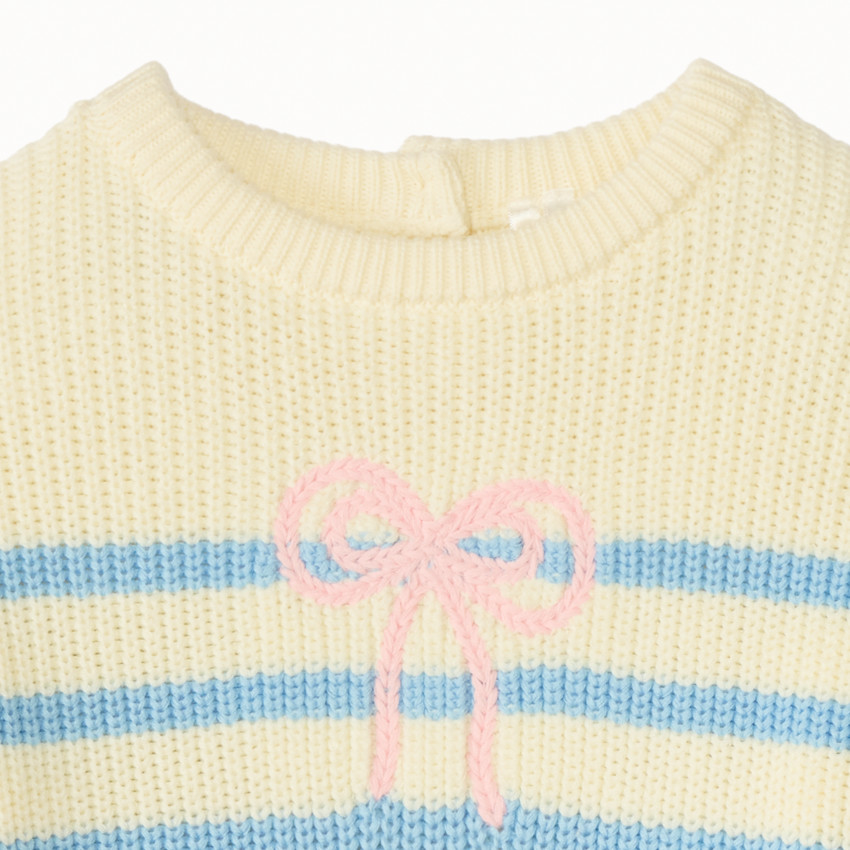 Pull marinière en tricot pour bébé fille 