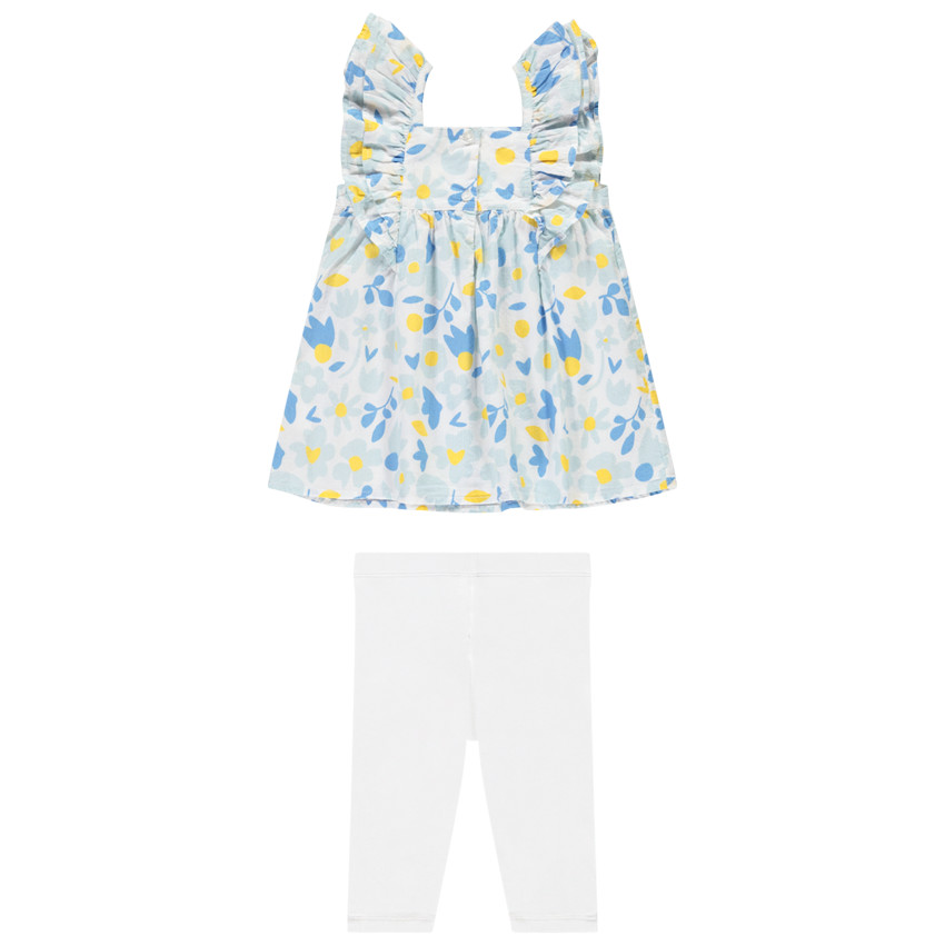 Tunika met bloemenprint + effen short voor baby meisjes 