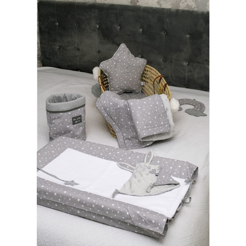 Lot de 2 paniers de rangement imprimé étoiles - Gris/Blanc 