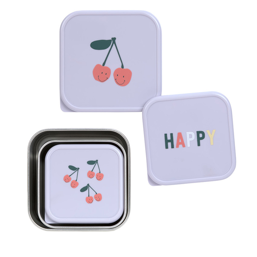 Set van 3 Snackdoosjes Inox Happy Fruit Cherry 