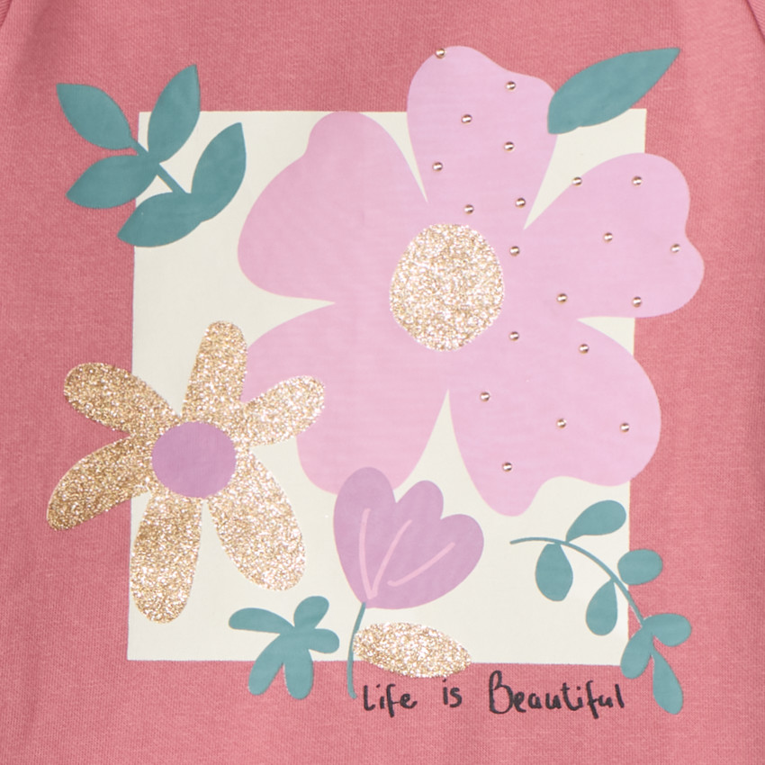 Sweatshirt fleece uni met fantasieprint voor meisjes 