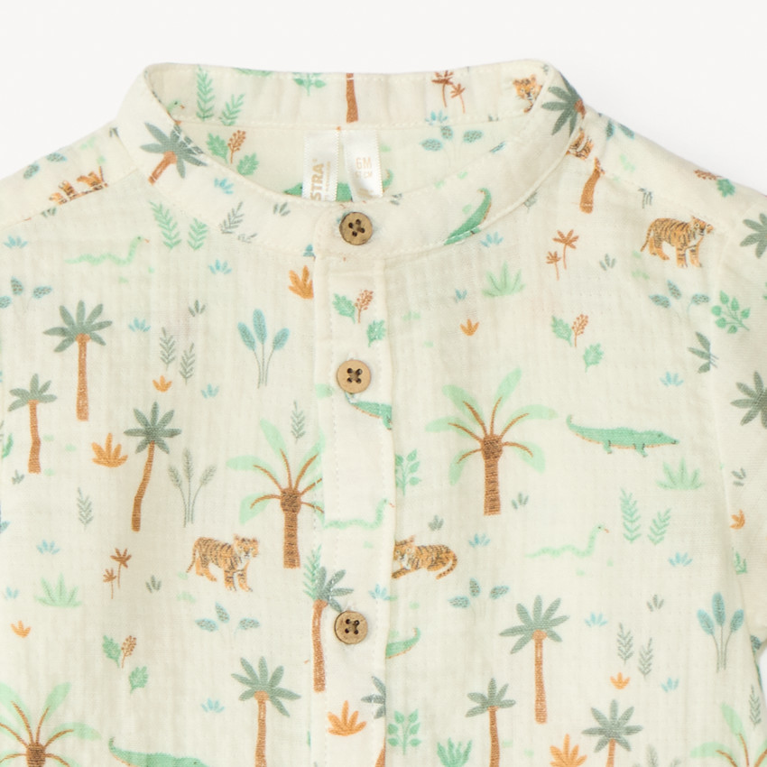 Ensemble court 2 pièces chemise et bermuda imprimé tropical pour bébé garçon 
