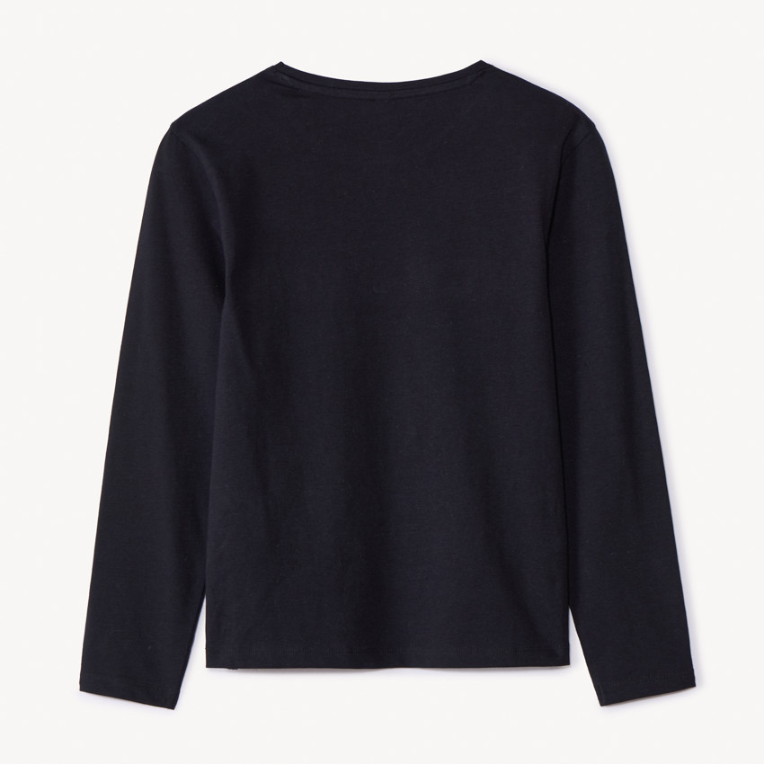 T-shirt met lange mouwen en contrasterend geborduurde lusletters voor meisjes zwart Classy College 