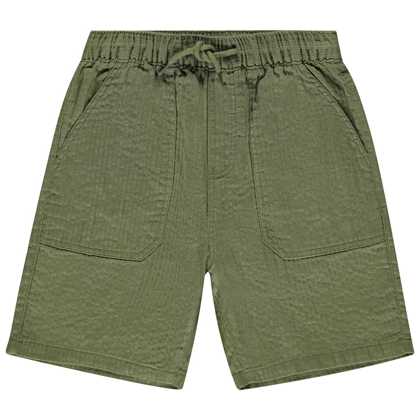Bermuda en toile unie effet strié pour garçon 
