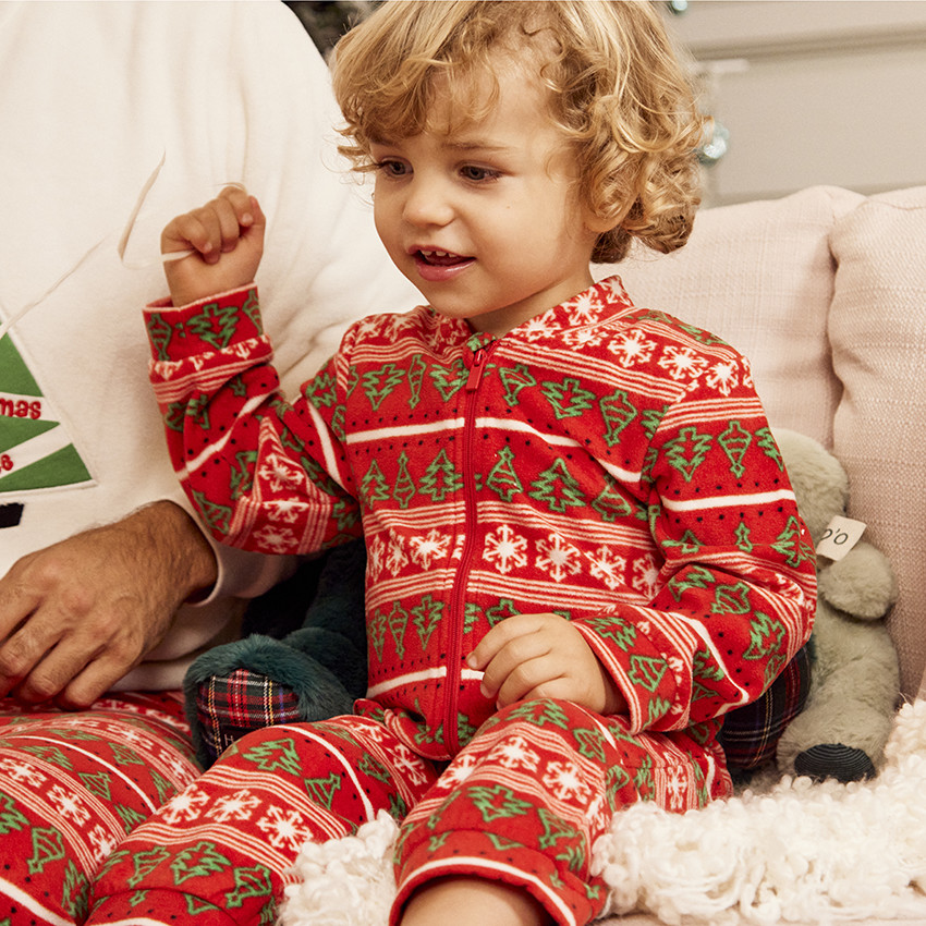 Pyjama topper in microfleece met kerstprint voor baby 