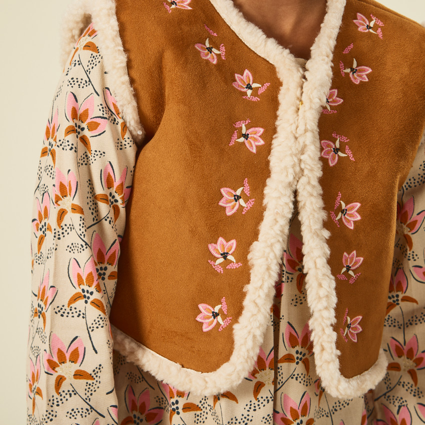 Gilet sans manches en suédine et sherpa pour fille 