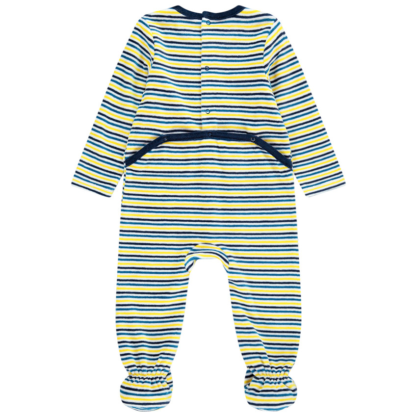 Set van 2 onesies in gestreept en blauw fluweel voor baby jongens. 