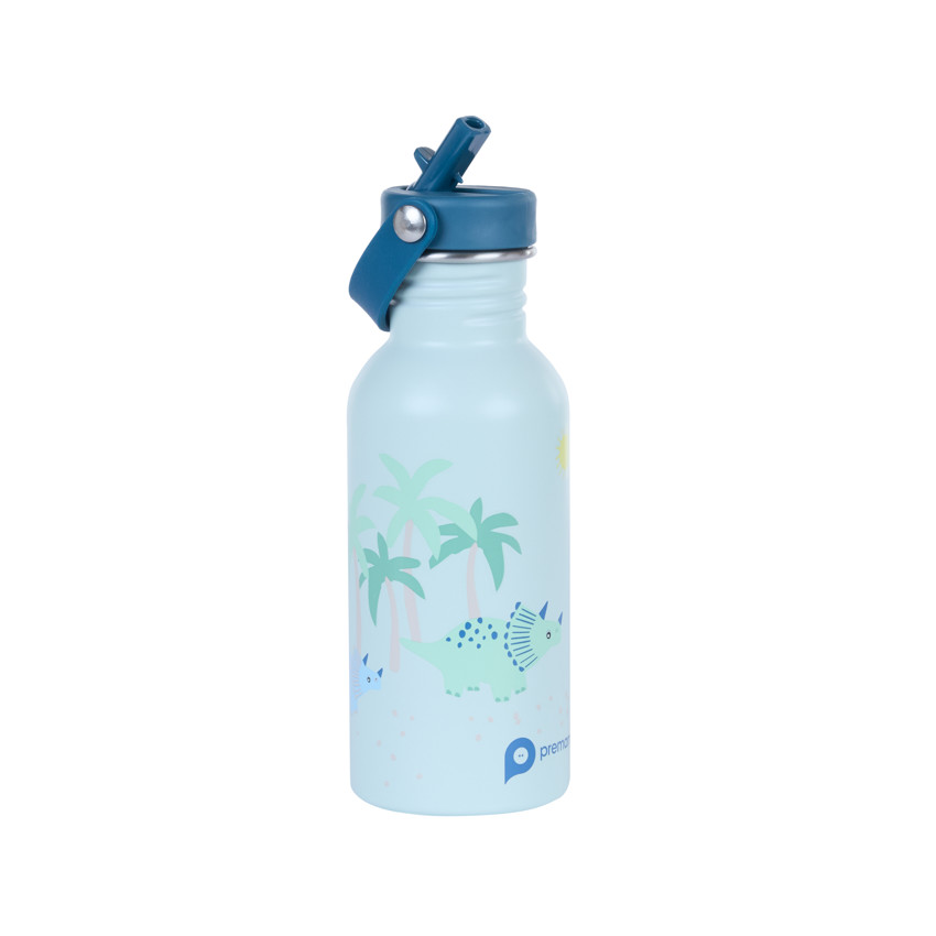 Gourde en inox avec paille Dino Rigolo - 500 ml 