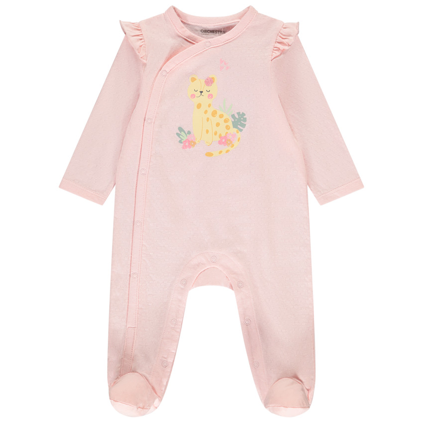 Dors-bien rose fantaisie avec print et volants pour bébé fille  
