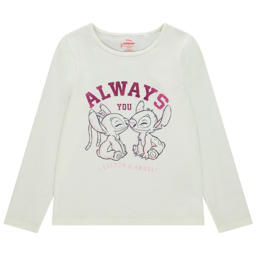 T-shirt manches longues print Stitch & Angel Disney pour fille 