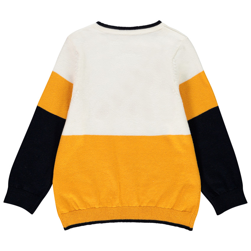 Trui van tricot met auto in jacquard voor babyjongens 