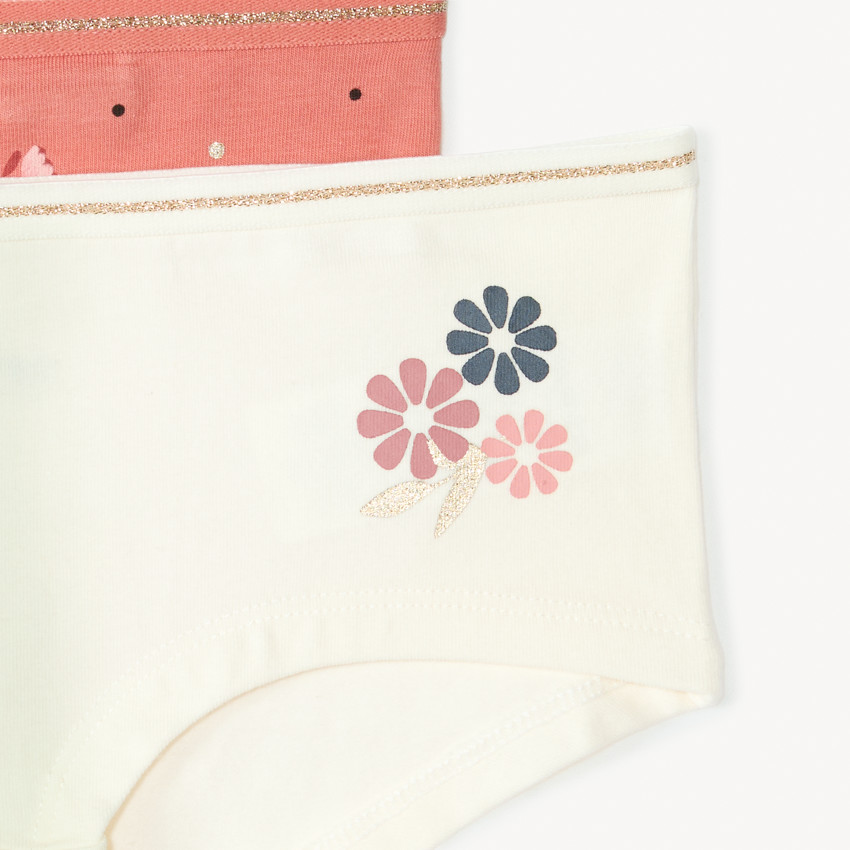 Set van 4 fantasie shorty’s voor meisjes met jersey en gouden lurex biezen 