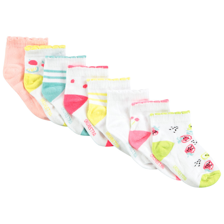 Lot de 8 paires de chaussettes courtes fantaisie pour bébé fille 