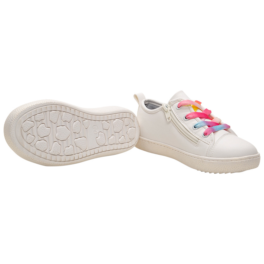 Lage sneakers met geborduurde regenboog en gekleurde veters 