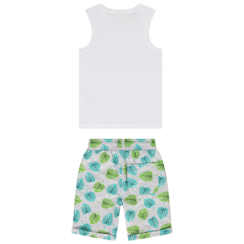 Ensemble 2 pièces en coton imprimé feuilles pour garçon 