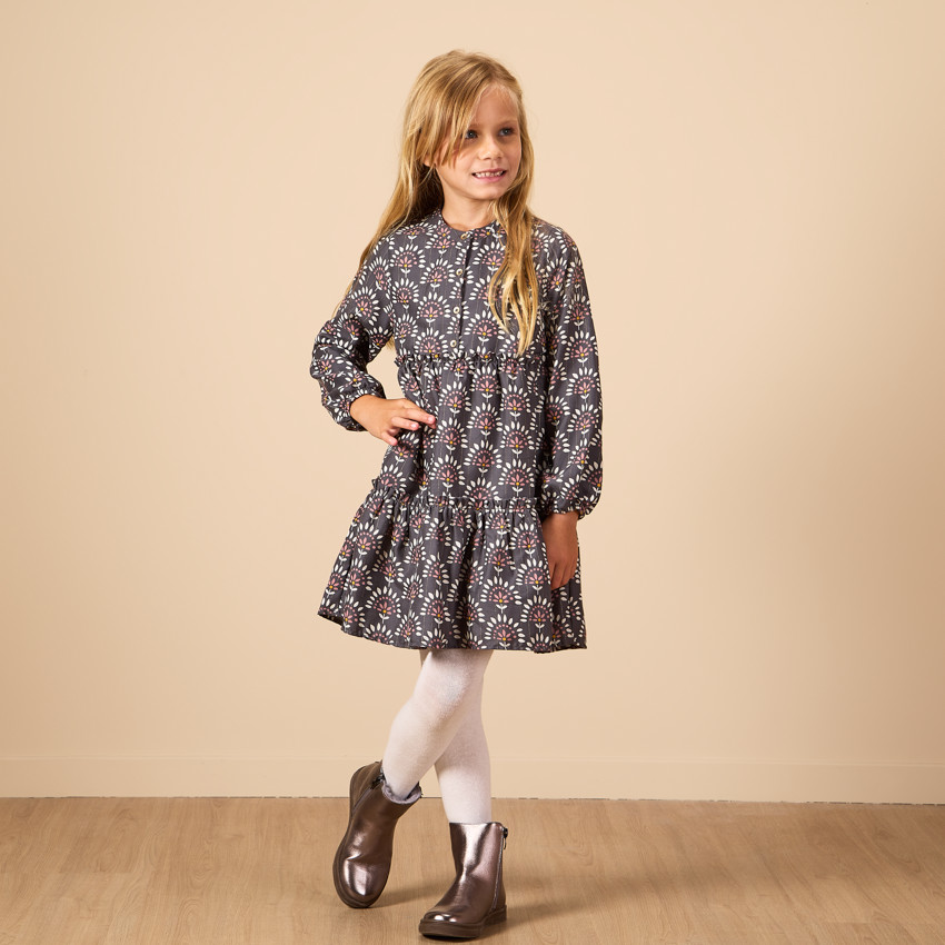 Lange mouwen jurk met fantasieprint voor meisjes 