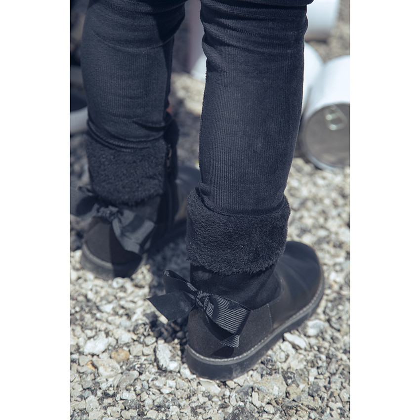 Bottines noires à noeud pour enfant fille 