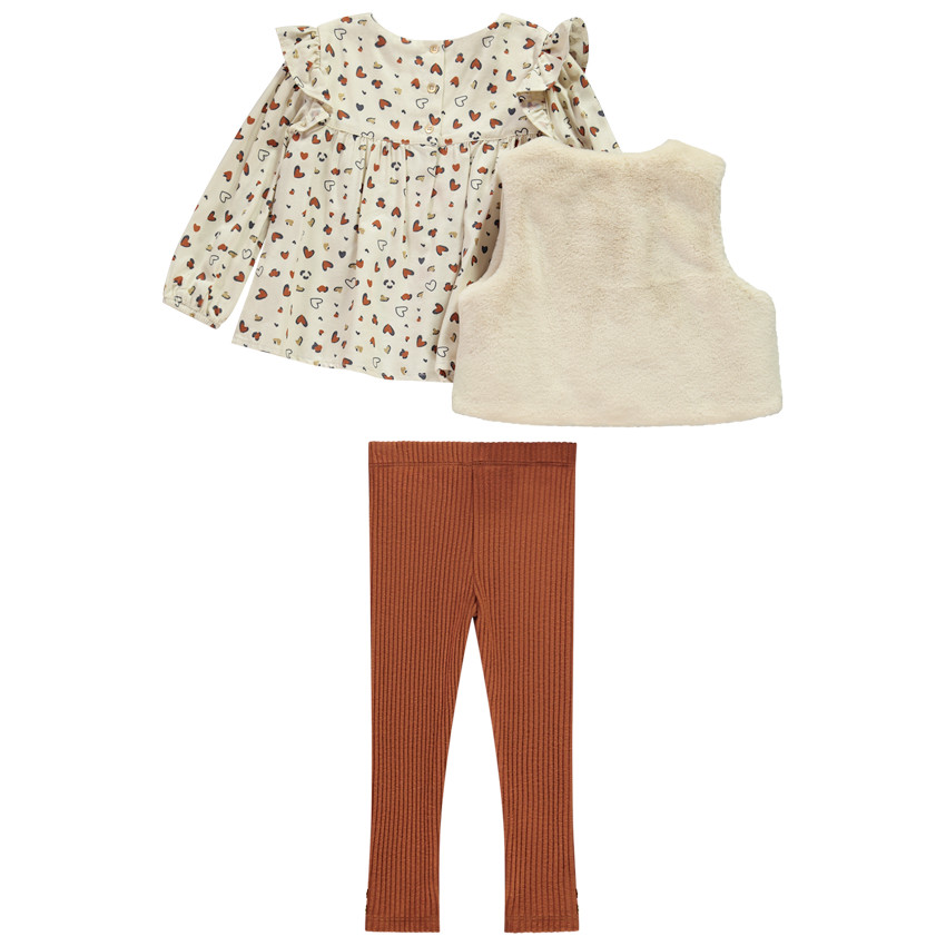Ensemble tunique fantaisie + gilet et legging pour bébé fille 