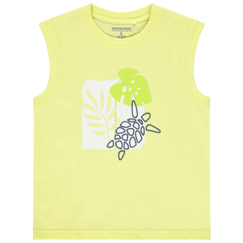 Débardeur uni avec print et tortue brodé pour garçon  