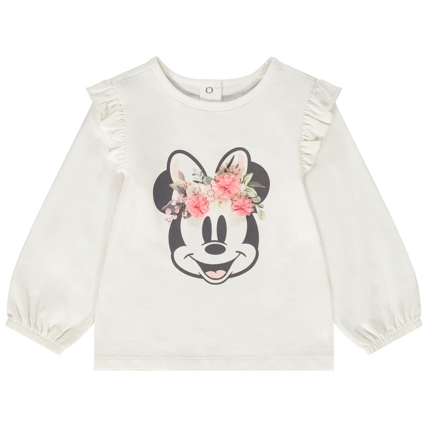 Lange mouwen T-shirt Minnie Disney met 3D bloemen voor baby meisje 