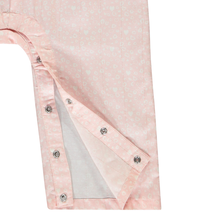 Combinaison longues smockée imprimé tacheté pour bébé fille 