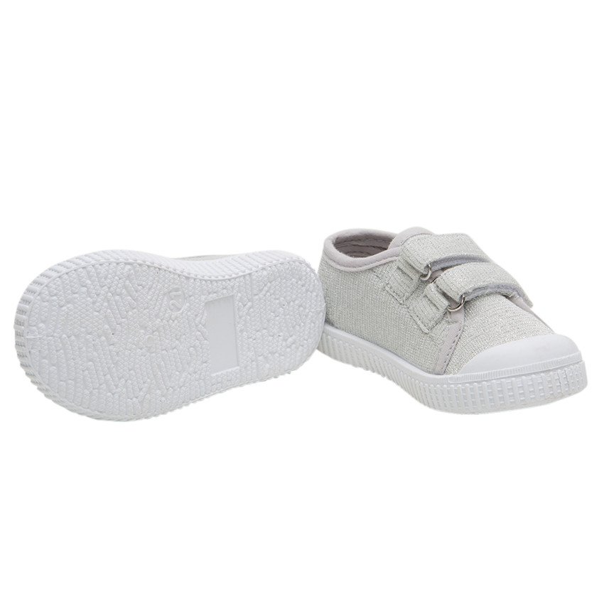 Baskets basses argentées en toile pour bébé fille 