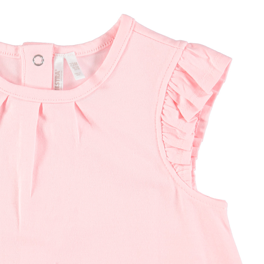 Korte katoenen jumpsuit met pofmouwen voor meisjes 