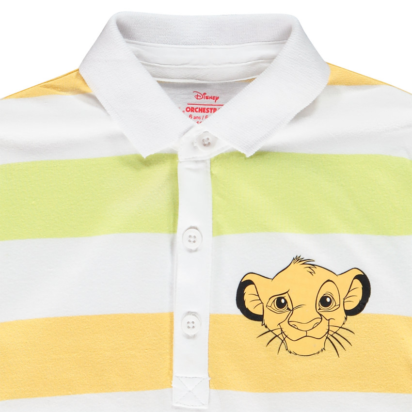 Polo manches courtes larges rayures print Le Roi Lion Disney pour garçon 