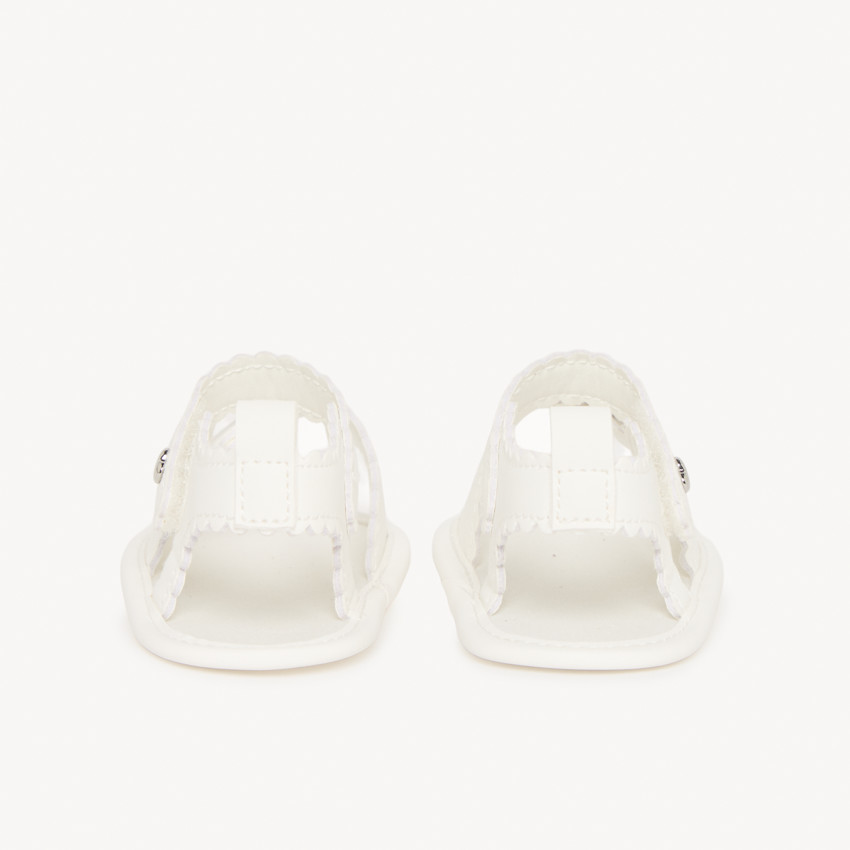 Open-toe witte klittenbandsandalen met golven voor meisjesbaby's 