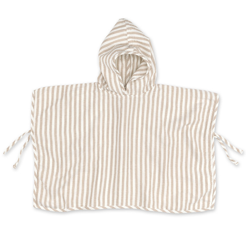 Poncho de bain Gaze de coton Stripe 9/36m Sesame 
