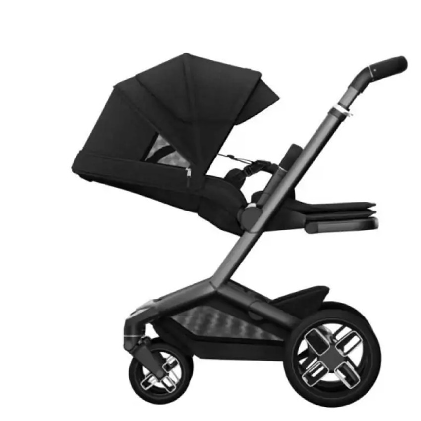 Kinderwagen Fame + Draagmand Twillic Black/ Frame Black Leather 
