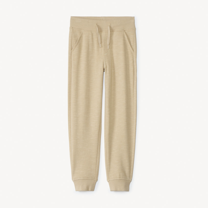 Joggings in uni slub fleece voor jongens 
