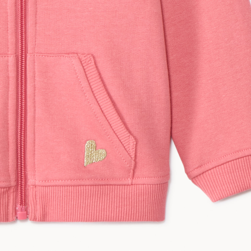 Vest in fleece effen met geborduurd lurex hart voor meisjes 