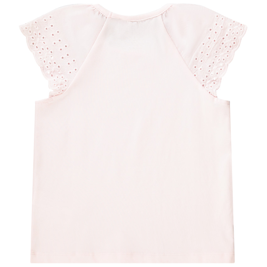 T-shirt met korte mouwen in Engels borduursel effen voor meisjes 