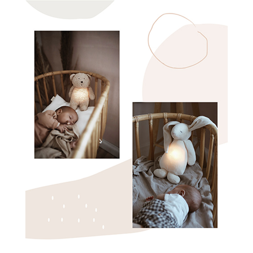 Veilleuse peluche Son & Lumière Lapin Nature Bio Cappuccino   