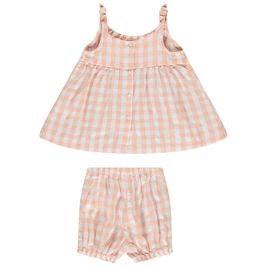 Ensemble tunique + short bloomer imprimé vichy pour bébé fille  