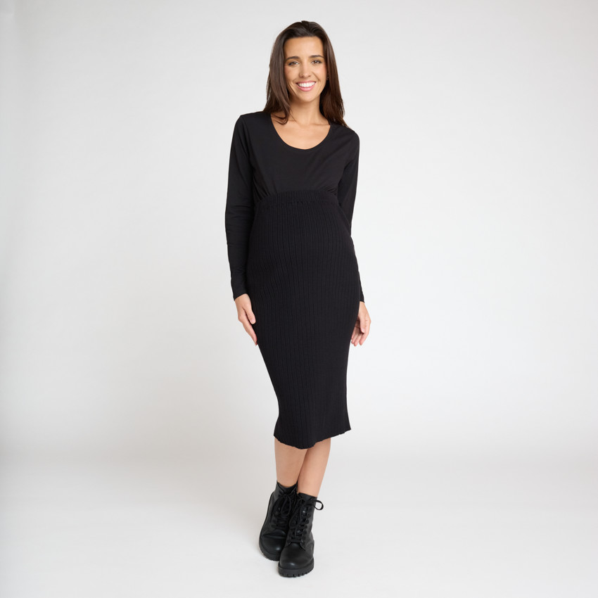 Lange effen rok met zijsplit voor dames 